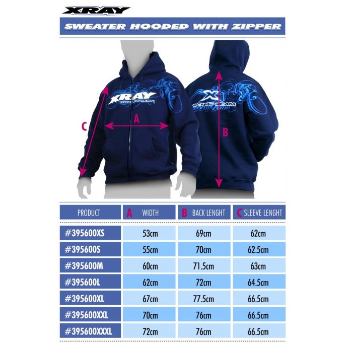 XRAY SWEATER HOODED WITH ZIPPER - BLUE (XL) - X395600XL