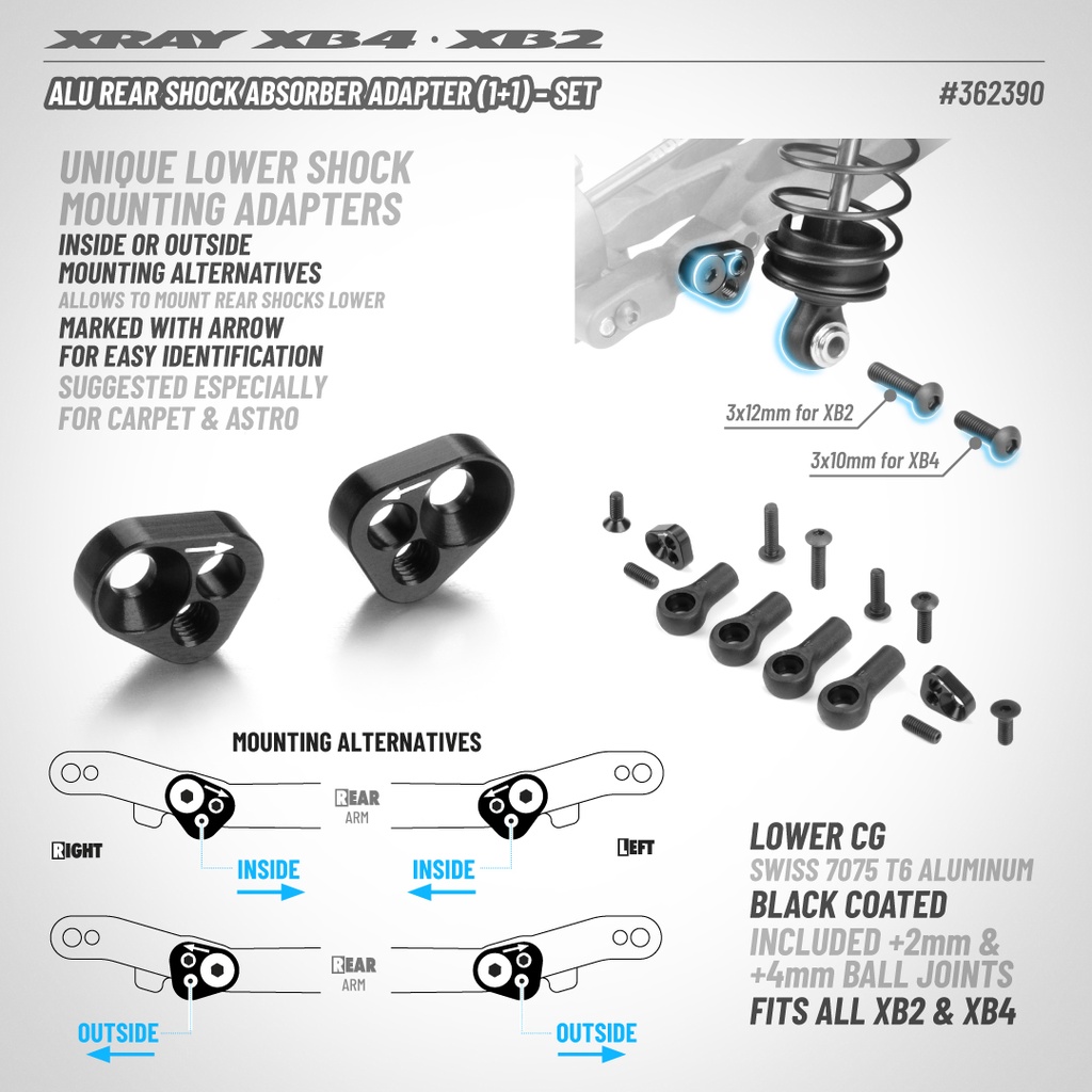 ALU REAR SHOCK ABSORBER ADAPTER (1+ 1) - SET