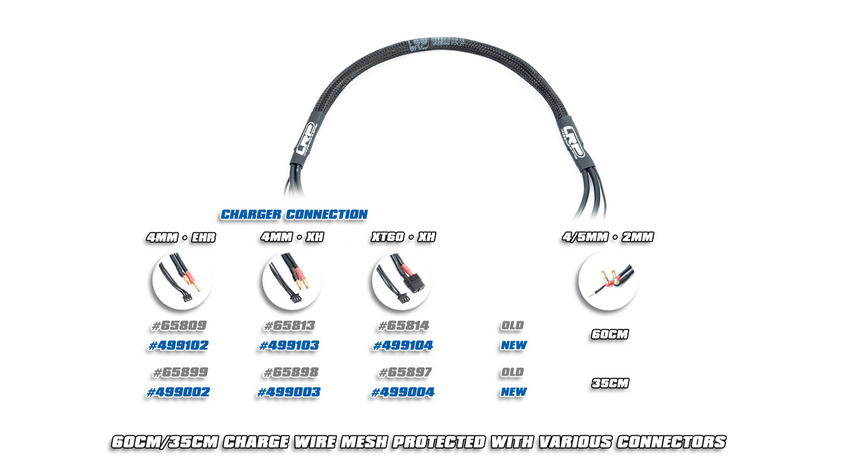 LRP 2S-CHARGING WIRE - 60CM - 4MM & XH | 4/5MM & 2MM - 499103