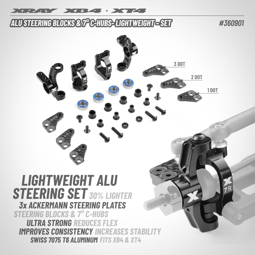 ALU STEERING BLOCKS & 7° C-HUBS - LIGHTWEIGHT - SET - X360901