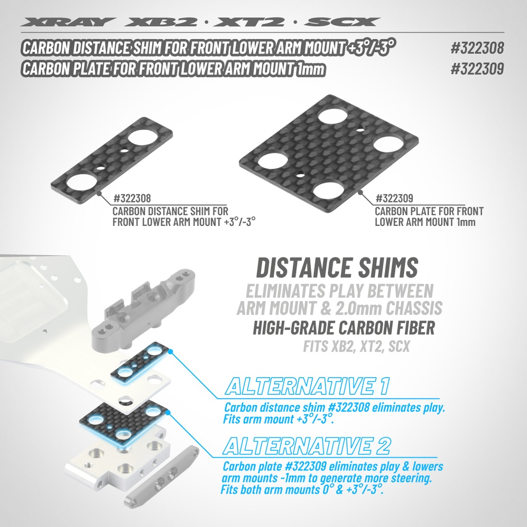 CARBON DISTANCE SHIM FOR FRONT LOWER ARM MOUNT +3°/-3°