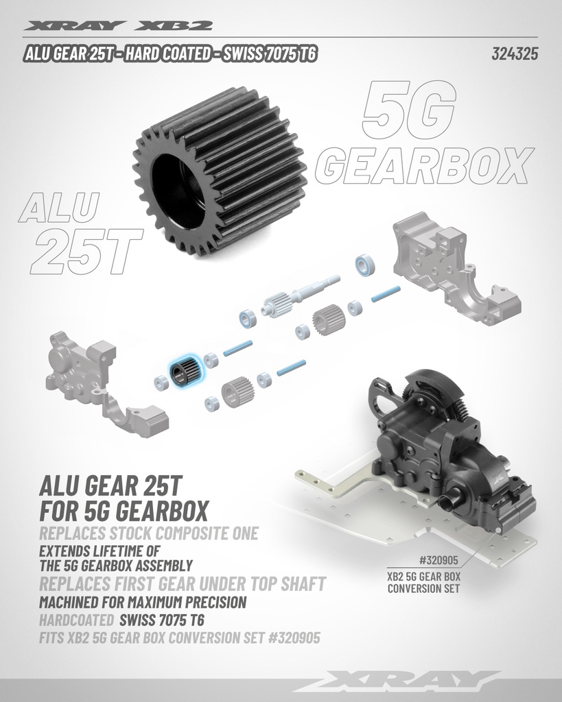 ALU GEAR 25T - HARD COATED - SWISS 7075 T6 - X324325