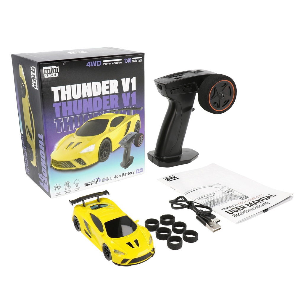 Modster 4WD Mini Racer Thunder V1 - 1/40 scale - RTR - Yellow -  MD12120
