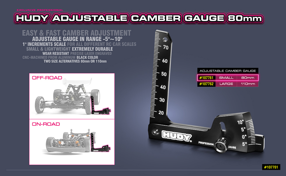 HUDY ADJUSTABLE CAMBER GAUGE 80MM