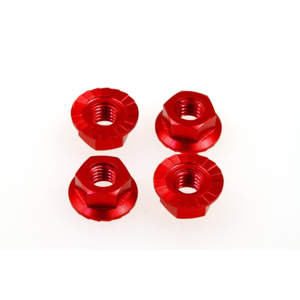 Hiro Seiko 4mm Alloy Serrated Wheel Nut [Red] ( 4 pcs) - HS-69594