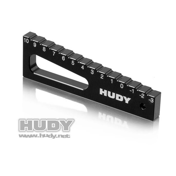 HUDY CHASSIS DROOP GAUGE -3 TO 10 MM FOR 1:8, 1:10 CARS (20 MM) - H107711