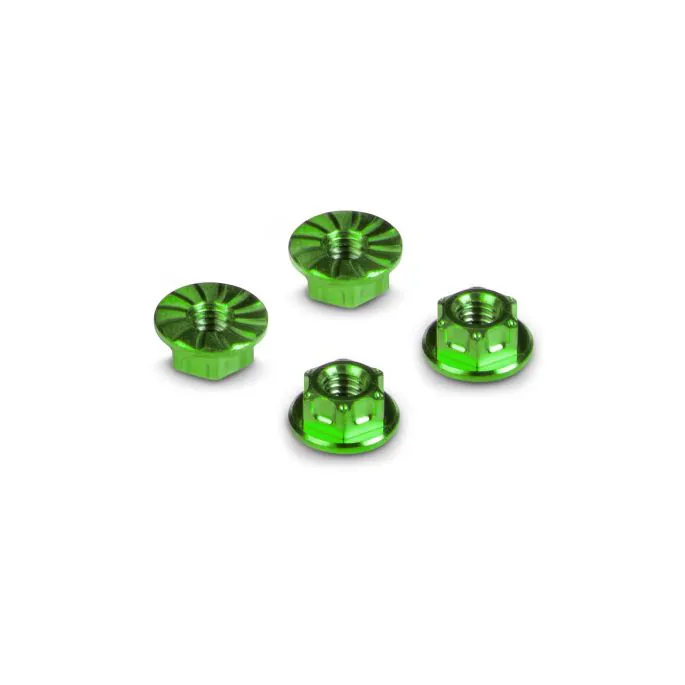 HUDY TITANIUM NUT M4 WITH SERRATED FLANGE - GREEN (4) - H296542-G
