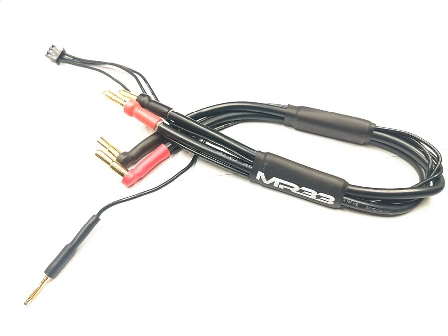 MR33 2S All-Black Charging Lead - 300mm - (4/5mm Dual Plug - XH) - MR33-BCL