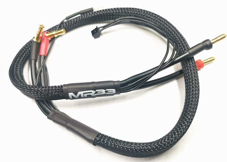 MR33 2S All-Black Charging Lead - 600mm - (4/5mm Dual Plug - XH) - MR33-BCL600