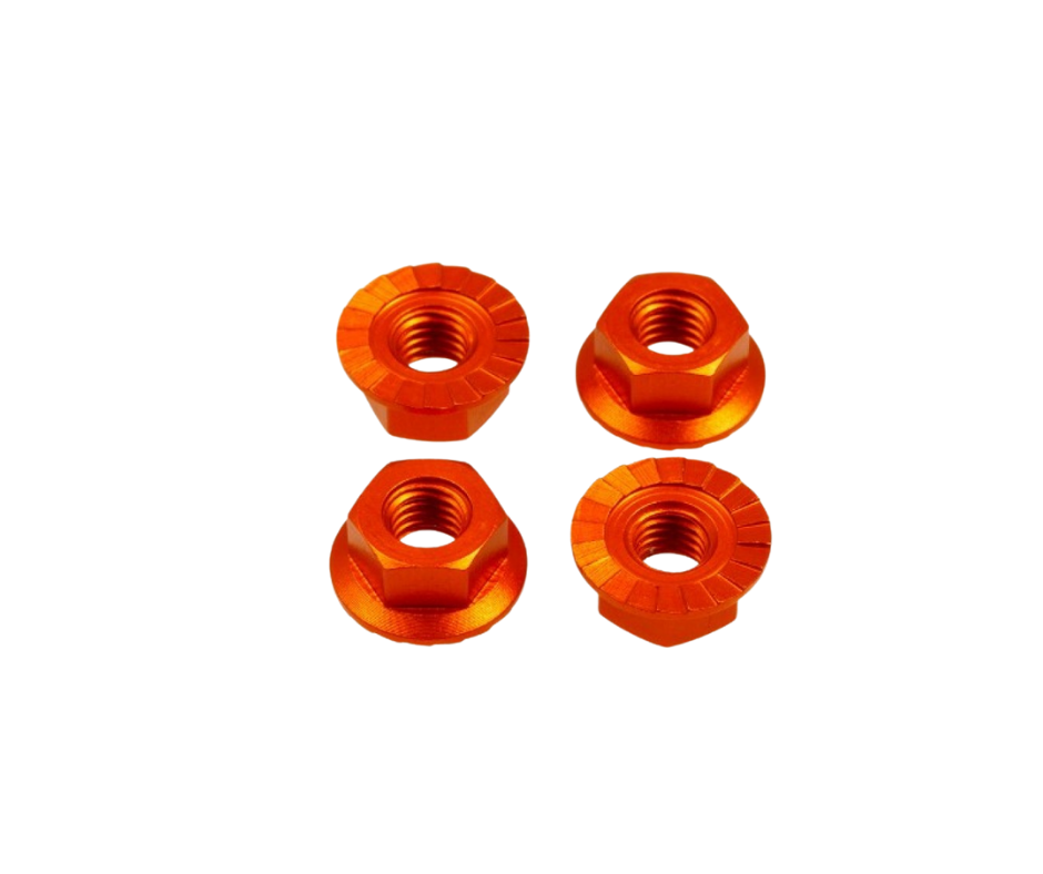 Hiro Seiko 4mm Alloy Serrated Wheel Nut [Orange] ( 4 pcs) - HS-69596