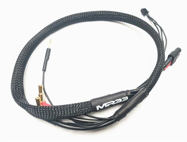 [MR33-BCL600-XT60] MR33 2S XT60 All-Black Charging Lead 600mm (4/5mm Dual Plug - XH) - MR33-BCL600-XT60