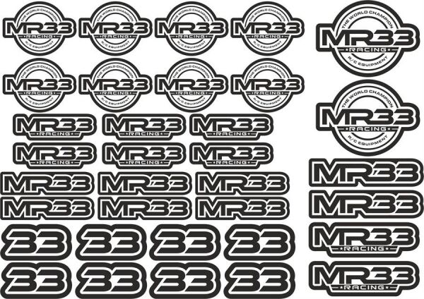 [MR33-DS-BW] MR33 Decal Sheet - Black/White - MR33-DS-BW