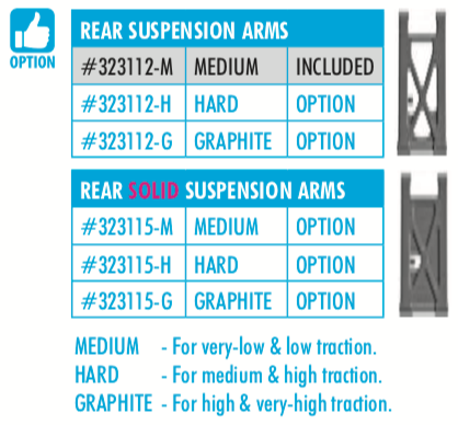 [X323115-M] XT2 COMPOSITE SUSPENSION ARM REAR LOWER - SOLID - MEDIUM - X323115-M