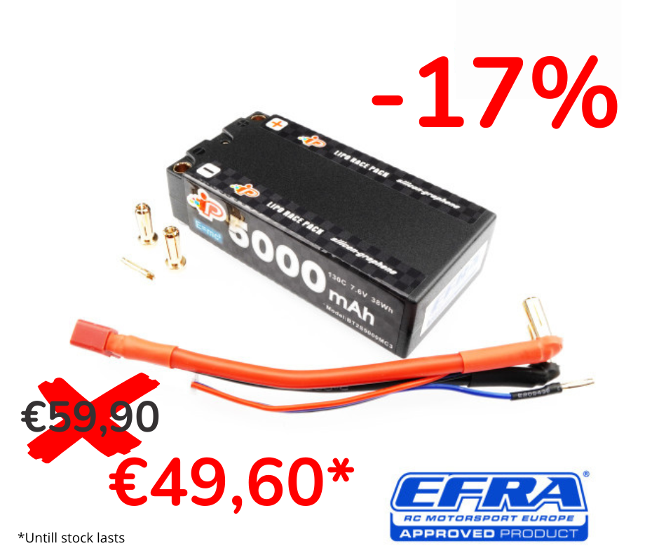 [IP-BT2S5000MC3] Intellect MC3 5000mAh 130C 7.6V High Power Graphene Shorty Pack LiHV - IP-BT2S5000MC3