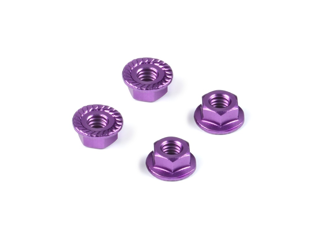 [H296541-V] ALU NUT M4 WITH SERRATED FLANGE - ORANGE (4) - H296541-V
