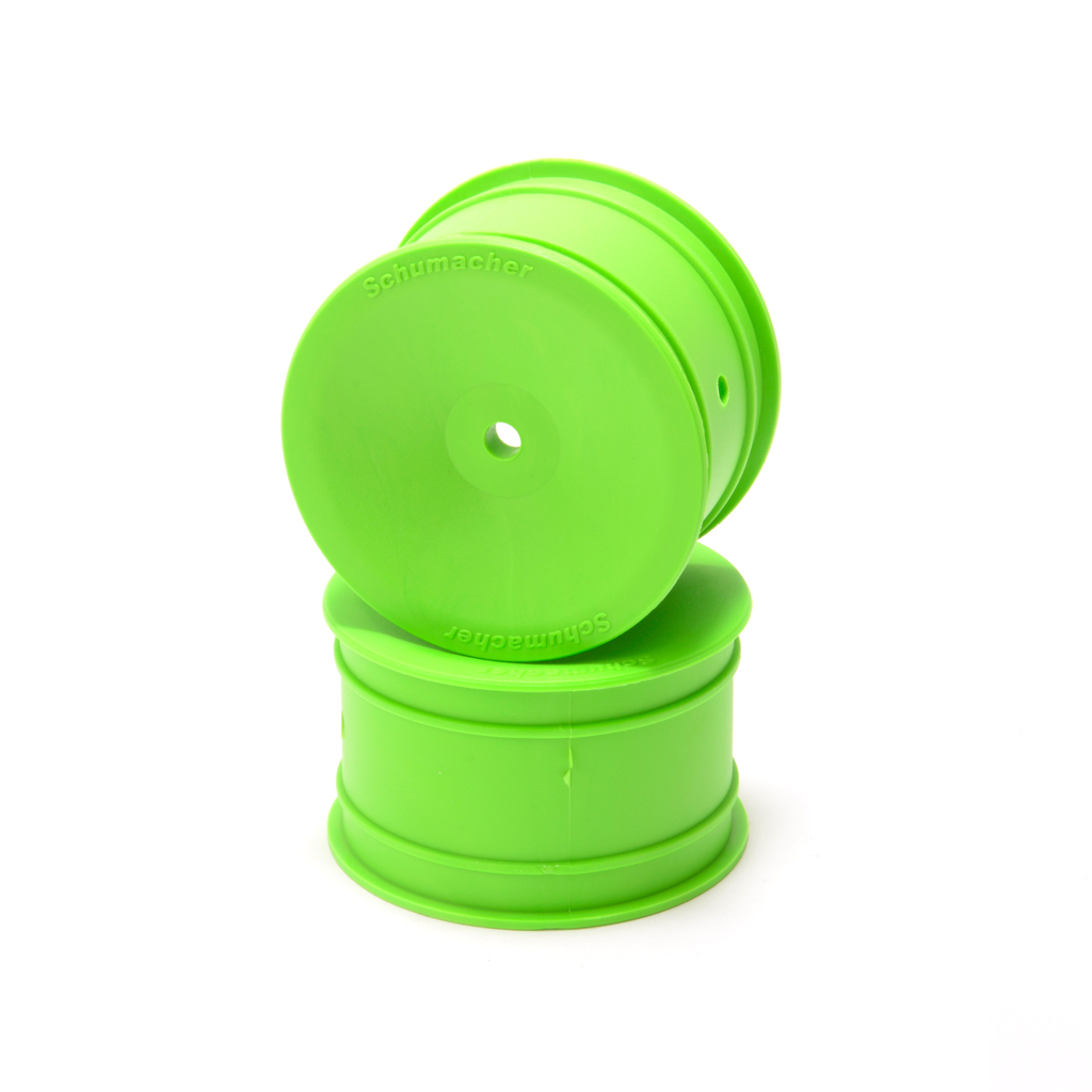 [U8677] SCHUMACHER WHEEL 1/10 - REAR - 2WD/4WD - HEX 12MM - GREEN - (PR) -  U8677