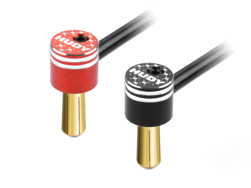 [H293211] HUDY ALU BULLET PLUG BLACK & RED WITH 5MM GOLDEN BULLETS - SET - H293211