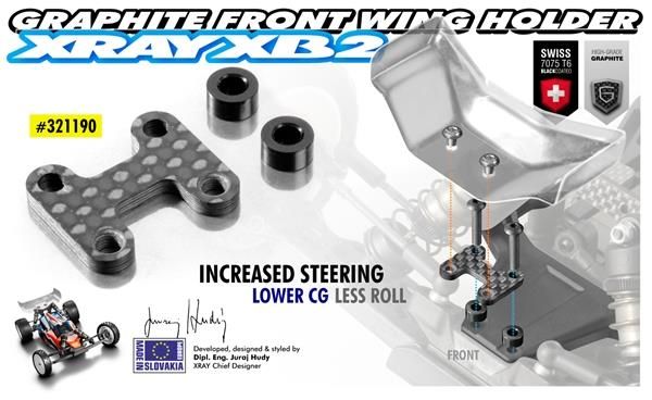 [X321190] XRAY XB2 GRAPHITE FRONT WING HOLDER (X321190)