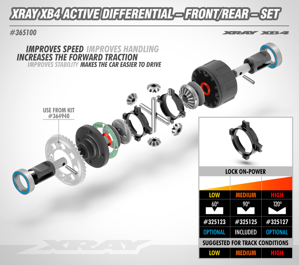 [X365100] XRAY XB4 ACTIVE DIFFERENTIAL - FRONT/REAR - SET