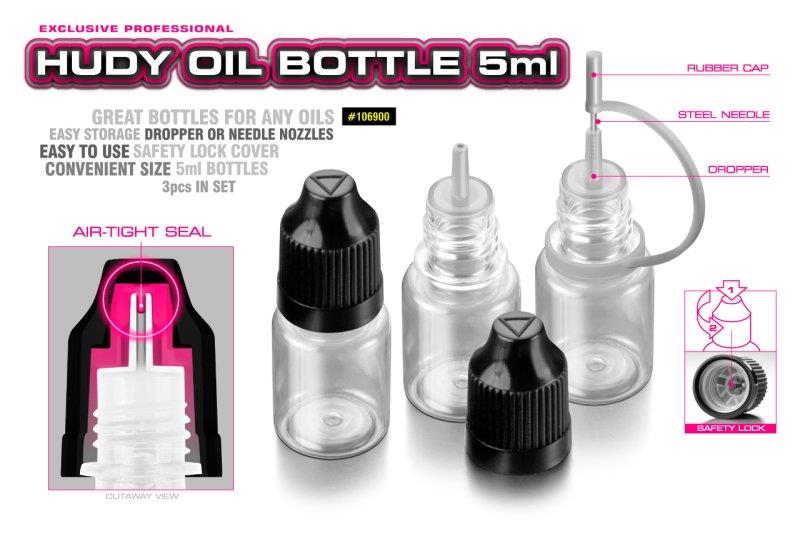 [H106900] HUDY OIL BOTTLE, NOSE, STEEL NEEDLE & SAFETY LOCK - 5ML (3) - H106900